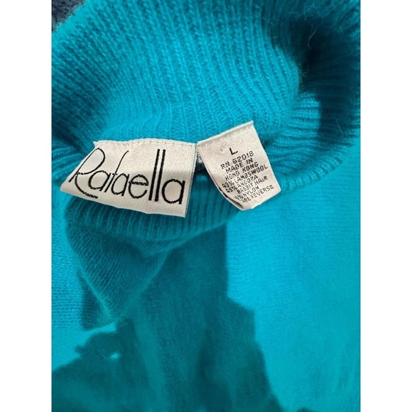 Rafaella Teal Green Crew Neck Dolman Sleeves Ribbed Pullover Sweater Large - Picture 3 of 5